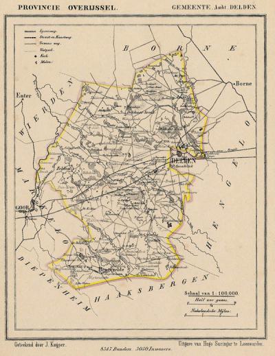 Gemeente Ambt Delden anno ca. 1870, kaart J. Kuijper (collectie www.atlasenkaart.nl)