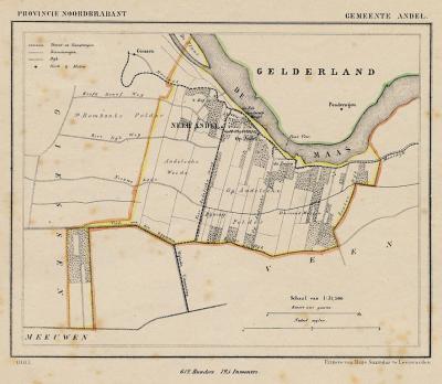 Gemeente Andel anno ca. 1870, kaart J. Kuijper (collectie www.atlasenkaart.nl)