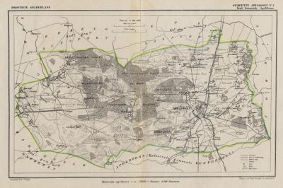 Gemeente Apeldoorn anno ca. 1870, kaart J. Kuijper, exclusief de in 1818 opgeheven gemeente Beekbergen. (© van alle kaarten op deze pagina: www.atlasenkaart.nl)