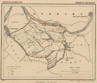 Gemeente Beusichem anno ca. 1870, kaart J. Kuijper