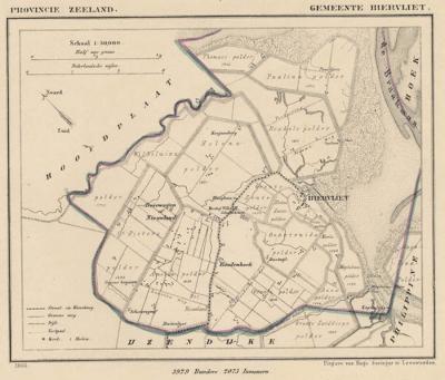 Gemeente Biervliet anno ca. 1870, kaart J. Kuijper (© www.atlasenkaart.nl)