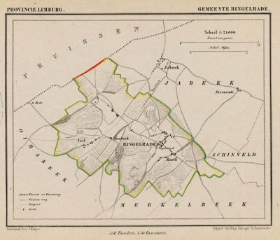 Gemeente Bingelrade anno ca. 1870, kaart J. Kuijper (collectie www.atlasenkaart.nl)