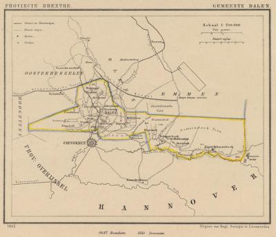 Gemeente Dalen anno ca. 1870, kaart J. Kuijper (collectie www.atlasenkaart.nl)