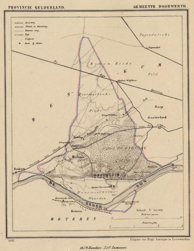 Gemeente Doorwerth anno ca. 1870, kaart J. Kuijper