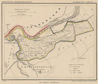 Gemeente Empel en Meerwijk anno ca. 1870, kaart J. Kuijper (collectie www.atlasenkaart.nl)