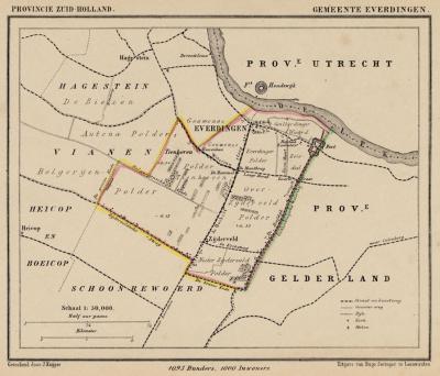 Gemeente Everdingen anno ca. 1870, kaart J. Kuijper (collectie www.atlasenkaart.nl)