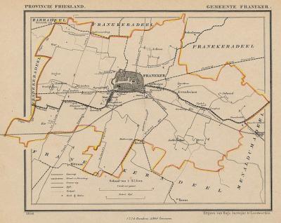Gemeente Franeker anno ca. 1870, kaart J. Kuijper (collectie www.atlasenkaart.nl)