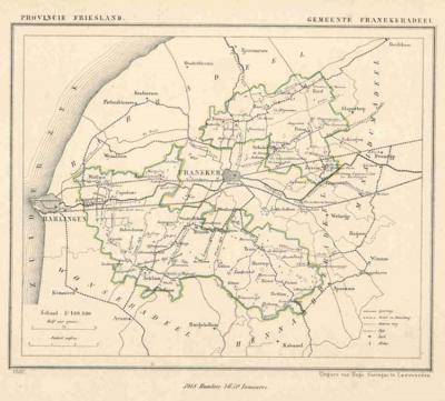 Gemeente Franekeradeel anno ca. 1870, kaart J. Kuijper (collectie www.atlasenkaart.nl)