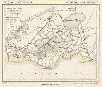 Gemeente Gaasterland anno ca. 1870, kaart J. Kuijper (collectie www.atlasenkaart.nl)