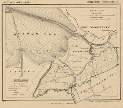 Gemeente Genemuiden anno ca. 1870, kaart J. Kuijper (collectie www.atlasenkaart.nl)