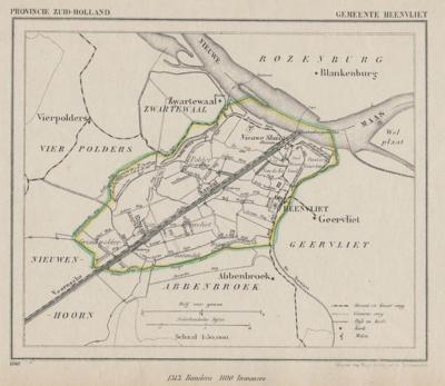 Gemeente Heenvliet anno ca. 1870, kaart J. Kuijper (© www.atlasenkaart.nl)