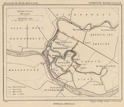 Gemeente Heerjansdam anno ca. 1870, kaart J. Kuijper (© www.atlasenkaart.nl)