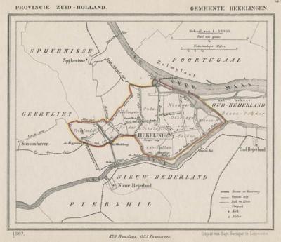 Gemeente Hekelingen anno ca. 1870, kaart J. Kuijper (© www.atlasenkaart.nl)