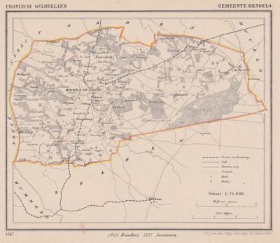 Gemeente Hengelo anno ca. 1870, kaart J. Kuijper