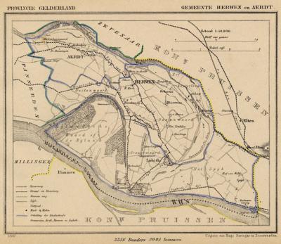 Gemeente Herwen en Aerdt anno ca. 1870, kaart J. Kuijper