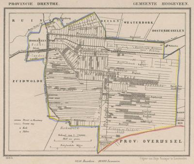 Gemeente Hoogeveen anno ca. 1870, kaart J. Kuijper (collectie www.atlasenkaart.nl)