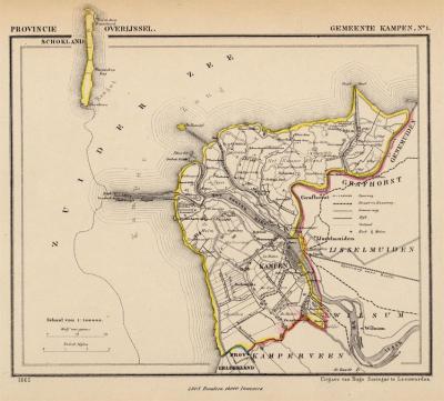 Gemeente Kampen anno ca. 1870, kaart J. Kuijper (collectie www.atlasenkaart.nl)