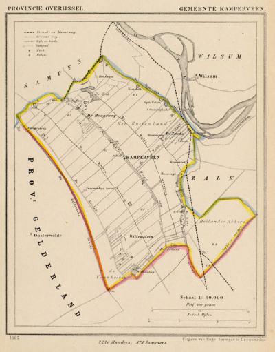 Gemeente Kamperveen anno ca. 1870, kaart J. Kuijper (collectie www.atlasenkaart.nl)