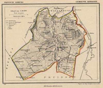 Gemeente Kerkrade anno ca. 1870, kaart J. Kuijper (collectie www.atlasenkaart.nl)