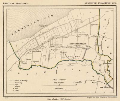 Gemeente Kloosterburen anno ca. 1870, kaart J. Kuijper (collectie www.atlasenkaart.nl)