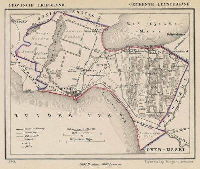 Gemeente Lemsterland anno ca. 1870, kaart J. Kuijper (collectie www.atlasenkaart.nl)