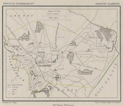 Gemeente Maarheeze anno ca. 1870, kaart J. Kuijper (© www.atlasenkaart.nl)