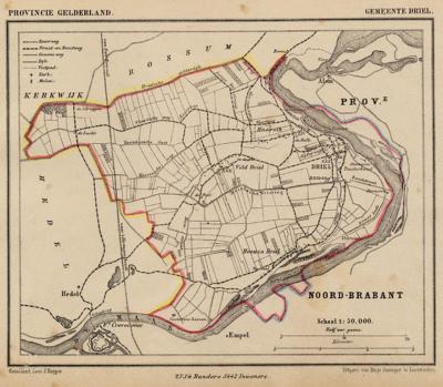 Gemeente Maasdriel (toen nog Driel geheten) anno ca. 1870, kaart J. Kuijper