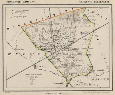 Gemeente Nederweert anno ca. 1870, kaart J. Kuijper (© www.atlasenkaart.nl)