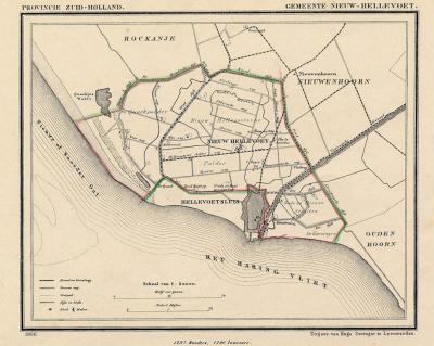 Gemeente Nieuw-Helvoet anno ca. 1870, kaart J. Kuijper (© www.atlasenkaart.nl)