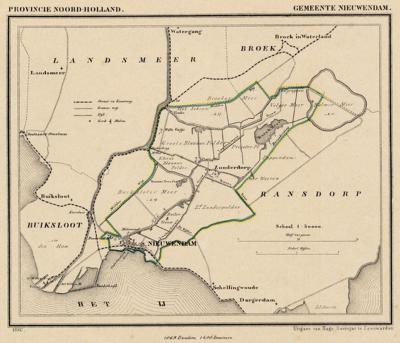 Gemeente Nieuwendam anno ca. 1870, kaart J. Kuijper (collectie www.atlasenkaart.nl)