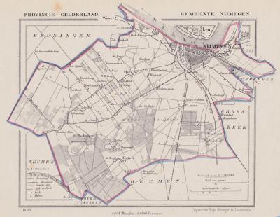 Gemeente Nijmegen anno ca. 1870, kaart J. Kuijper