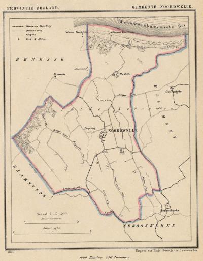 Gemeente Noordwelle anno ca. 1870, kaart J. Kuijper (© www.atlasenkaart.nl)