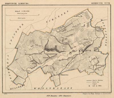 Gemeente Nuth anno ca. 1870, kaart J. Kuijper (collectie www.atlasenkaart.nl)