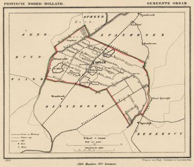 Gemeente Obdam anno ca. 1870, kaart J. Kuijper (© www.atlasenkaart.nl)
