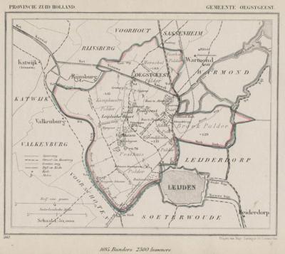 Gemeente Oegstgeest anno ca. 1870, kaart J. Kuijper (© www.atlasenkaart.nl)