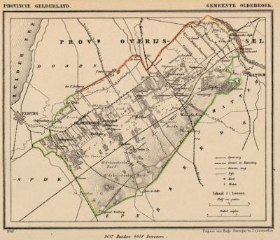 Gemeente Oldebroek anno ca. 1870, kaart J. Kuijper