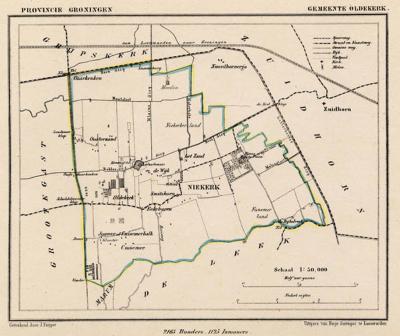 Gemeente Oldekerk anno ca. 1870, kaart J. Kuijper (collectie www.atlasenkaart.nl)