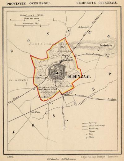 Gemeente Oldenzaal anno ca. 1870, kaart J. Kuijper (collectie www.atlasenkaart.nl)