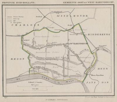 Gemeente Oost- en West-Barendrecht anno ca. 1870, kaart J. Kuijper (© www.atlasenkaart.nl)