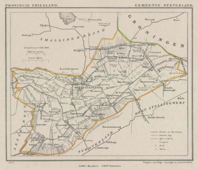 Gemeente Opsterland anno ca. 1870, kaart J. Kuijper (collectie www.atlasenkaart.nl)