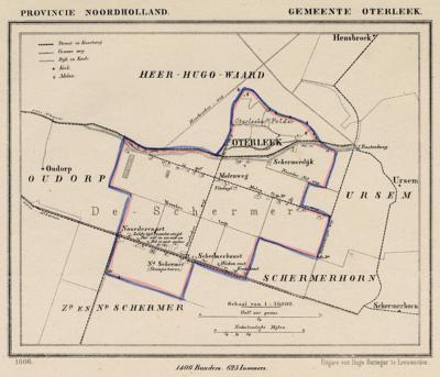 Gemeente Oterleek anno ca. 1870, kaart J. Kuijper (collectie www.atlasenkaart.nl)