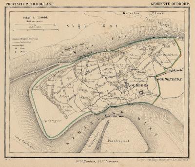 Gemeente Ouddorp anno ca. 1870, kaart J. Kuijper (© www.atlasenkaart.nl)