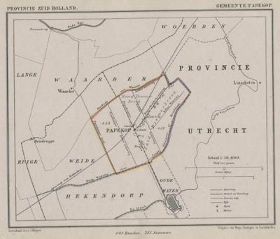 Gemeente Papekop anno ca. 1870, kaart J. Kuyper (© www.atlasenkaart.nl)