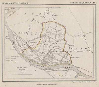 Gemeente Poortugaal anno ca. 1870, kaart J. Kuijper (© www.atlasenkaart.nl)