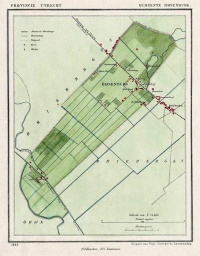 Gemeente Rijsenburg anno ca. 1870, kaart J. Kuijper
