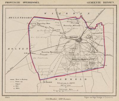 Gemeente Rijssen anno ca. 1870, kaart J. Kuijper (collectie www.atlasenkaart.nl)