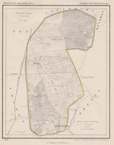 Gemeente Rozendaal anno ca. 1870, kaart J. Kuijper