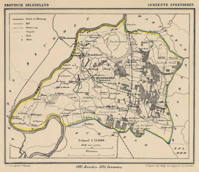 Gemeente Steenderen anno ca. 1870, kaart J. Kuijper