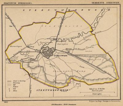 Gemeente Steenwijk anno ca. 1870, kaart J. Kuijper (collectie www.atlasenkaart.nl)