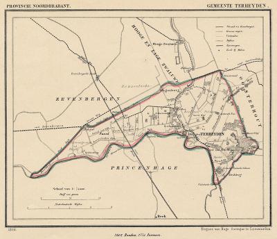 Gemeente Terheijden anno ca. 1870, kaart J. Kuijper (© www.atlasenkaart.nl)